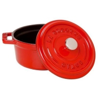 德国直邮 法国Staub Round Cocotte Pot 珐琅铸铁锅 圆底 红色Kirschrot 1102206 24cm