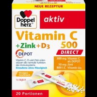 德国直邮 Doppelherz双心 vitamin C+Zink+D3 500 ...